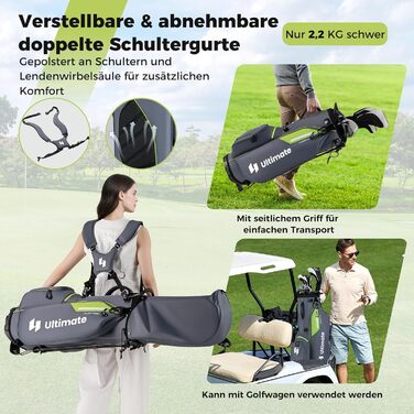 Стенд-сумка для гольфу COSTWAY з 8 відділеннями та водонепроникним чохлом, легка сумка для гольфу з 5 кишенями та підставкою, сумка-пенал, портативна для чоловіків та жінок, сірого кольору