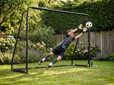 Переносні футбольні ворота Xboost, чорні, 300 x 200 x 90 см