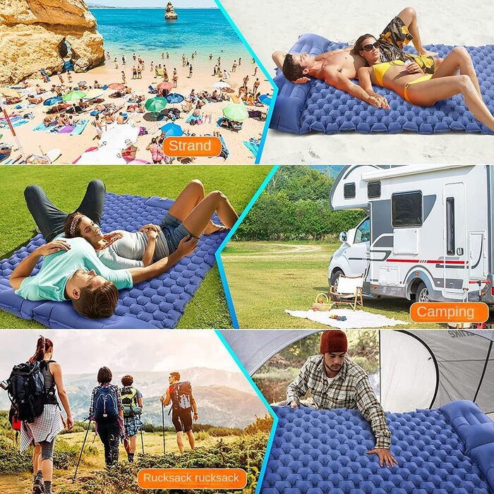 Надувний килимок для кемпінгу Isomatte на 2 особи, 200x120x6 см, водонепроникний, армійний зелений