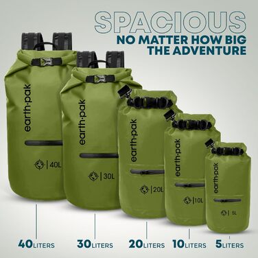 Водонепроникний мішок Earth Pak Dry Bag 40L – мішок-рюкзак з водонепроникним відділенням для телефону, плечовим ременем, для каякінгу, кемпінгу, риболовлі, водних видів спорту