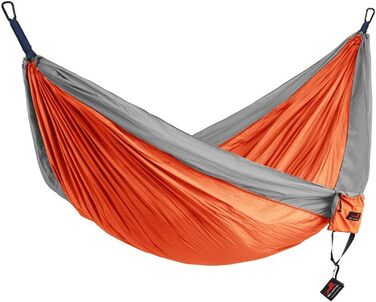 Гамак туристичний одиночний та двомісний Honest Outfitters з системами кріплення, 198.1 x 299.7 см, оранжевий/сірий
