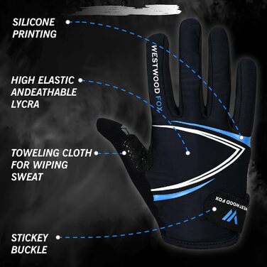 Велосипедні рукавички Westwood Fox Vofinger з антиковзаючою поверхнею та підтримкою сенсорного екрану, амортизуючі рукавички для гірського велосипеда, шосе, перегонів, їзди та спорту для чоловіків та жінок (L, синій)