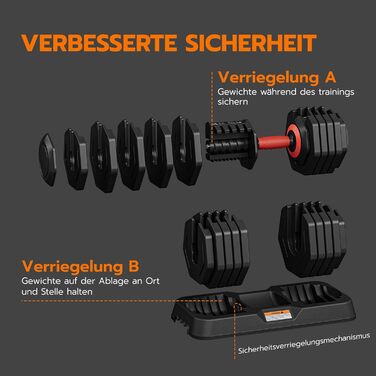Набір гантелей Dripex: 11 кг, 24.5 кг, 41 кг. Короткі гантелі з антиковзним покриттям, регульовані диски та підставка. Для фітнесу, окремо або пара (червоний 25 кг x1 (10 рівнів регулювання))