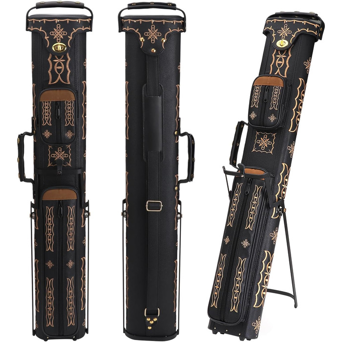 Чохол для бильярдних київ Schwarze Stickerei: на 2 кийки (butt) та 4 шахти (shaft). Жорсткий, зі стійкою. Аксесуари для більярду.