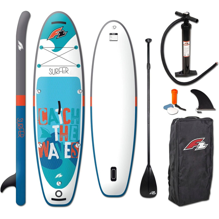 Дитяча SUP-дошка для серфінгу F2 Surfer Kid 9'2'', біло-синя, 2024