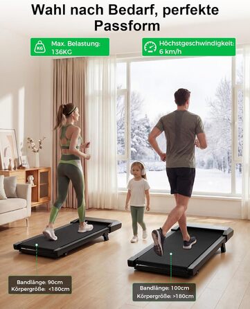 Бігова доріжка Lacuffy Walking Pad з нахилом та AI-тренуванням, керування через додаток, для дому та під стіл, макс. 136 кг, 90 см, чорна