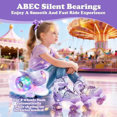 Роликові ковзани TOMSHOO для дівчаток, регульовані, з LED-підсвіткою, для початківців, дитячі, подарунок