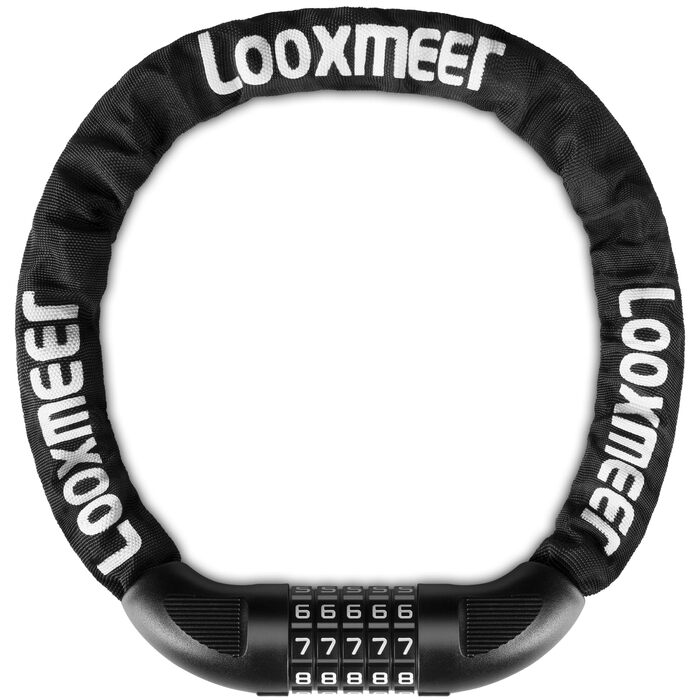 Замки для велосипедів: надійне ланцюгове кільце з кодовим замком, 90 см, рівень безпеки 8, 5-значний код, для велосипеда, мотоцикла, ролера, дверей (чорний та білий - стабільний)