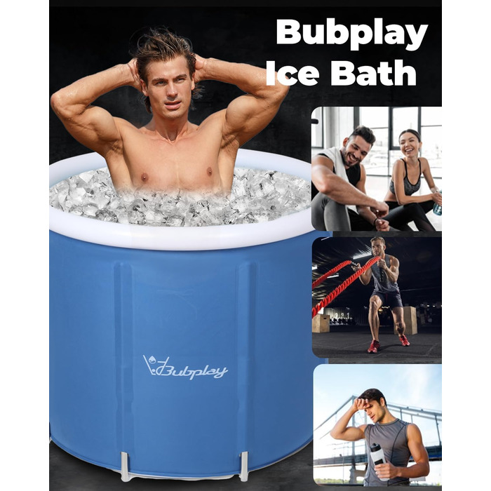Ейсбад XL для спортсменів та дорослих: ванна для крижаного занурення на 105 галонів з кришкою, блакитна