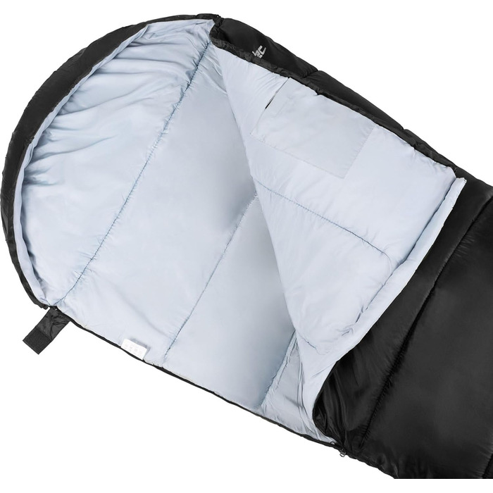 Спальний мішок Outtec з капюшоном, мумієподібний, ультралегкий, компактний, для кемпінгу, дітей та дорослих, для активного відпочинку, чорний