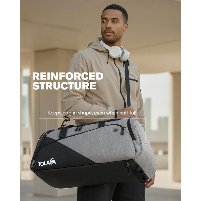 Спортивна сумка Tolaccea: велика містка сумка-рюкзак з відділенням для взуття та мокрих речей. Ідеальна для тренувань, подорожей, басейну, сауни, футболу (для чоловіків та жінок)