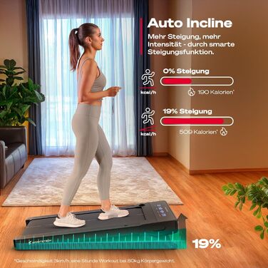 Sportstech Walking Pad: біговий килимок для дому та офісу, регулювання нахилу до 19%, LED-дисплей, компактний, тихий, з App, sPad500/1000