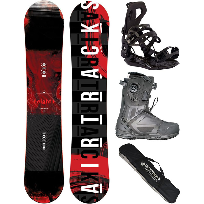 Набір для сноуборду Airtracks: дошка Wide Hybrid Rocker, кріплення Master Fastec, черевики Master Pro Dual Atop 43, сумка, 150 см
