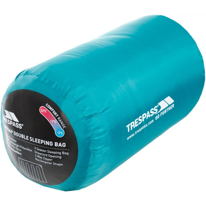 Сплячий мішок Trespass Catnap для дорослих, 3 сезони, водонепроникний, Jade
