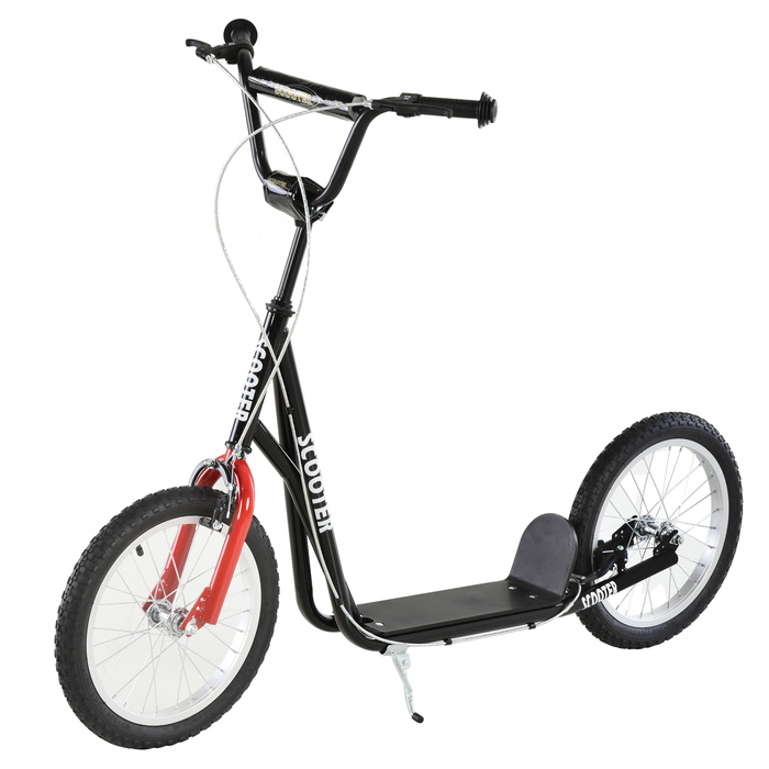 HOMCOM Скутер Самокат для дітей від 5 років Kick Scooter з пневматичною шиною та ручним гальмом, Міський скутер, Стабільний та безпечний, Синій | Аосом