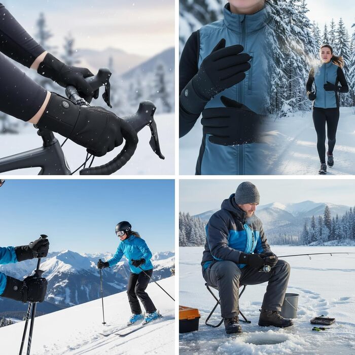 Обогревні рукавички-внутрішні рукавички для чоловіків та жінок, акумулятор 7,4 В, 3 режими нагріву (40-65°C), сенсорний екран, для роботи на відкритому повітрі, зимових видів спорту (XS-S)