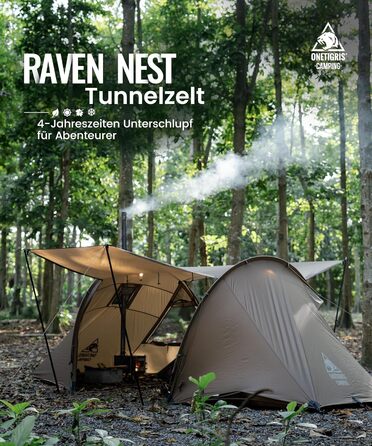 Намет кемпінговий OneTigris Raven Nest на 2 особи, водонепроникний (3000 мм), зимовий з отвором для печі для кемпінгу, подорожей та активного відпочинку