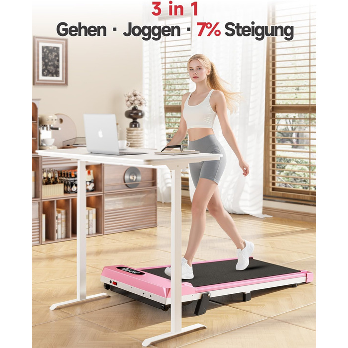 Walking Pad для дому HomeFitnessCode: електричний біговий килимок з нахилом, 1-8 км/год (Рожевий)