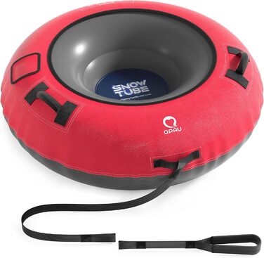 Шнек для катання снігом QPAU з канвасом для дітей та дорослих, 48'' Heavy Duty, посилена підошва, зимова розвага на свіжому повітрі, чорний & червоний