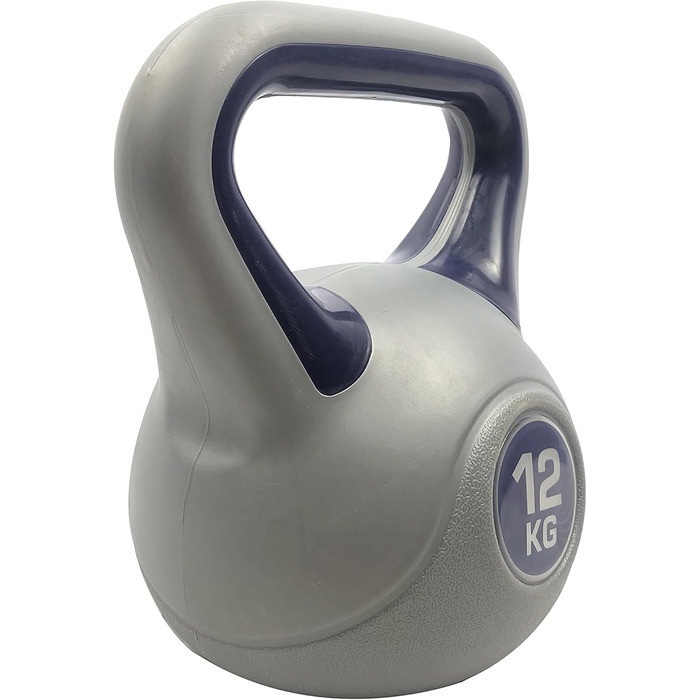 Гиря для фітнесу 12 кг, пластикова, Kettlebell, чорна