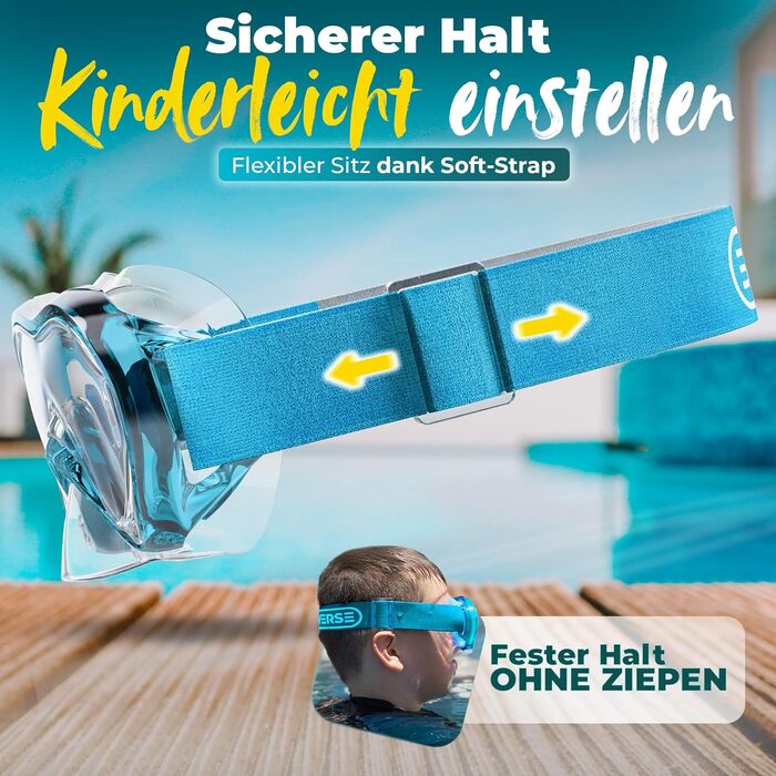 Набір для снорклінгу KIDVERSE для дітей 5-16 років: маска та трубка для плавання - блакитний колір