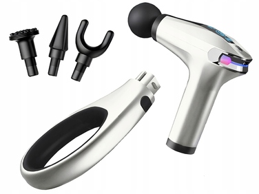 Перкусійний масажер для тіла, спини та ніг — Потужний масажний пістолет (Massage Gun) з 4 насадками