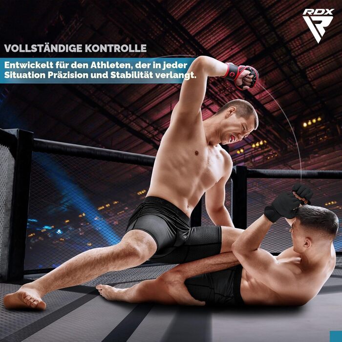 Боксерські рукавички RDX для MMA, Grappling, Muay Thai, Kickboxen, Freefight, Sparring. Шкіра Maya Hide, чорний колір, розмір L-XL