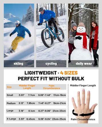 Водонепроникні зимові рукавички GXCROR для жінок та чоловіків з підтримкою сенсорного екрану, 3M Thinsulate, для катання на лижах, велосипеді, прибирання снігу та робіт на відкритому повітрі, до -20°C, теплоізоляція