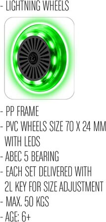 Роликові ковзани Skids Control Lightning Wheels чорного кольору, розміри 30-33