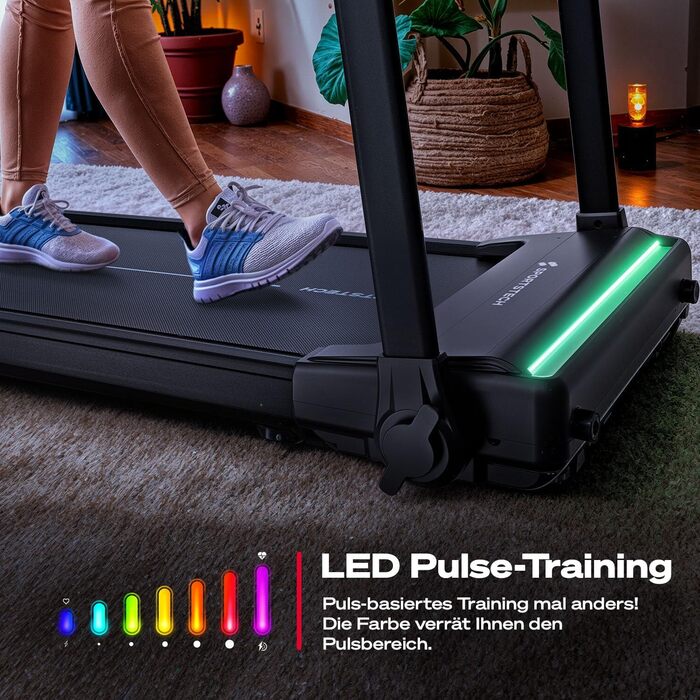 Біговий тренажер Sportstech sProRun: складаний біговий доріжка з LED, Bluetooth, кутом нахилу 11,5% та підтримкою до 120 кг