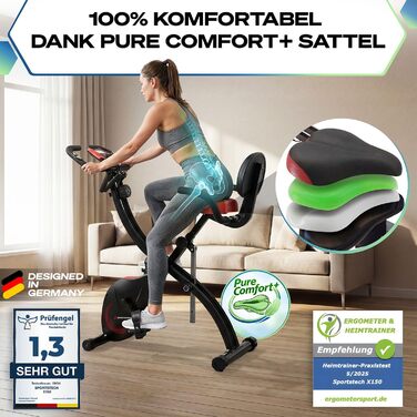 Ергометр Sportstech NEU X150 3в1: Велотренажер, Power Ropes, для дому, до 150 кг, чорний