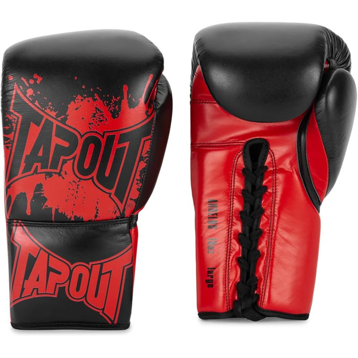 Боксерські рукавички Tapout зі шкіри, 10 унцій, чорні/червоні