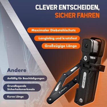 Замок для велосипеда складний, карбонової сталі, висока безпека з кріпленням - Оригінал (з замком)