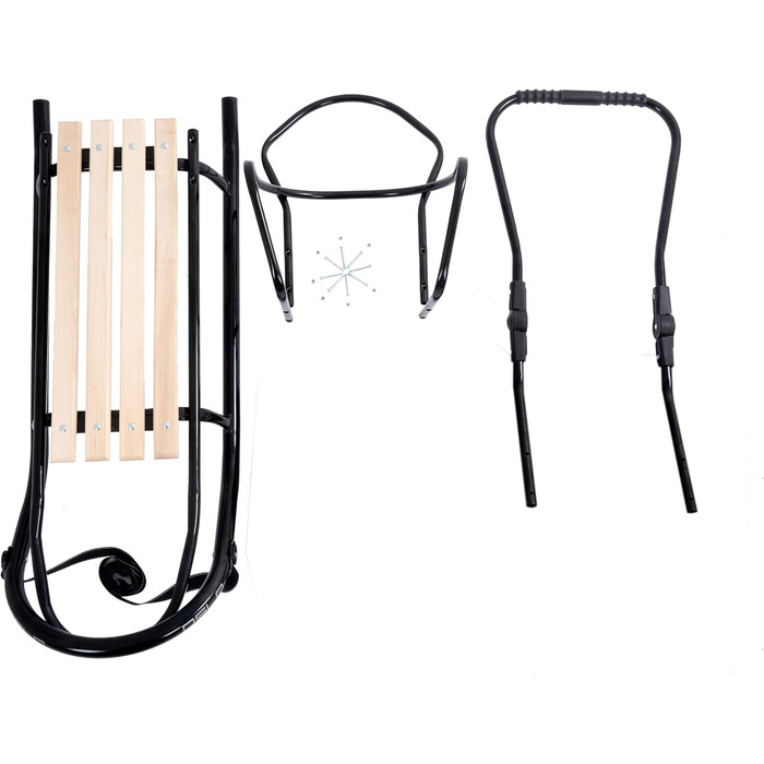 Металевий санний Oslo з спинкою, ременями безпеки, ручкою для штовхання та мішком для ніг. Ідеальний дитячий санки для дітей та дорослих. Витримує до 120 кг (O6 - без мішка для ніг)