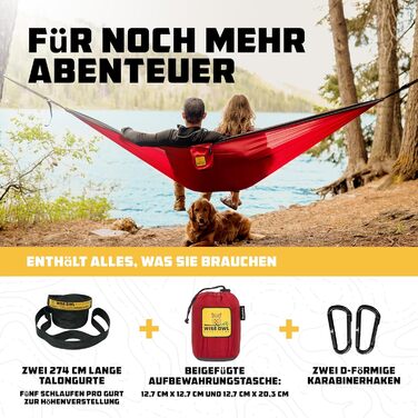 Гамак для кемпінгу Wise Owl Outfitters – односпальний або двоспальний, для дому та відпочинку на природі, з сумкою для зберігання, аксесуари для рюкзака та подорожей (Блакитний, SingleOwl)