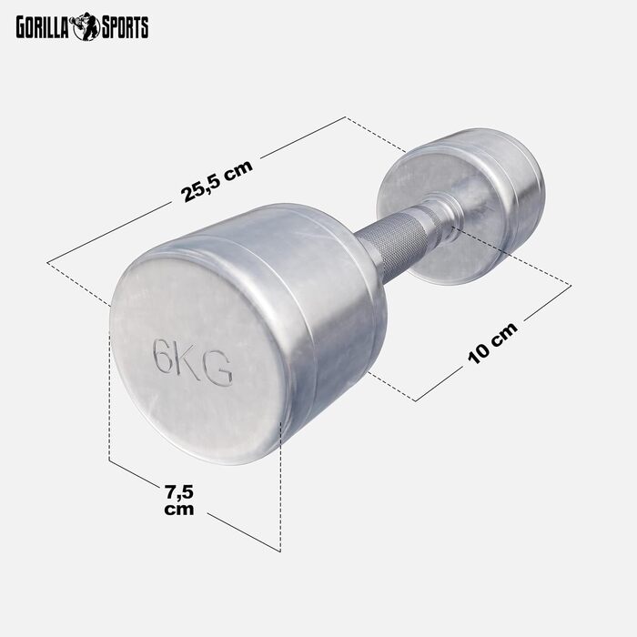 Гантелі GORILLA SPORTS 2-30 кг, хромована сталь, рифлені, антиковзкі, набір з підставкою або без, круглі короткі гантелі для фітнесу