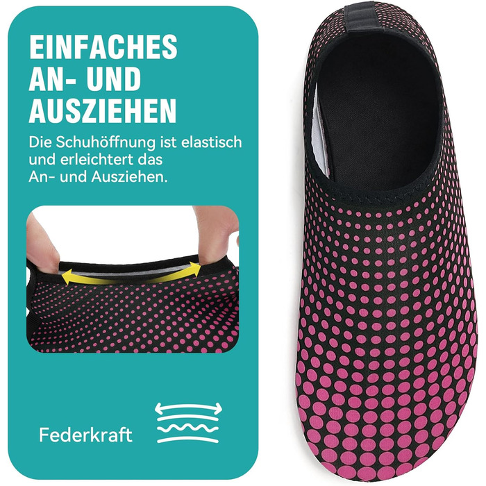 Шкарпетки для плавання та водних видів спорту, шкарпетки для басейну, шкарпетки для пляжу, антиковзкі, розмір 34-47 (40 EU, Rose Rot W995)