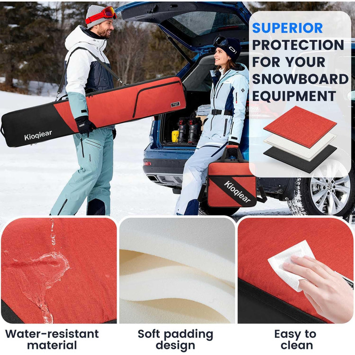Сумка для сноуборду та черевиків Kioqiear з підкладкою, до 165 см та 43 розмір, комплект з 2 сумок
