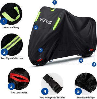 Водонепроникний чохол для мотоцикла 210D Oxford, зимовий, з отворами для замка, 245x105x125 см (Harley-Davidson, Honda, Suzuki, Kawasaki)