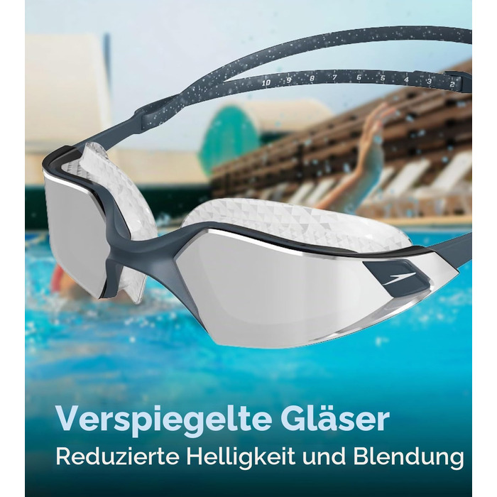 Плавальні окуляри Speedo Aquapulse Pro унісекс, протизапотівальні, водонепроникні, колір Oxid Grey/Silver/Chrome, універсальний розмір