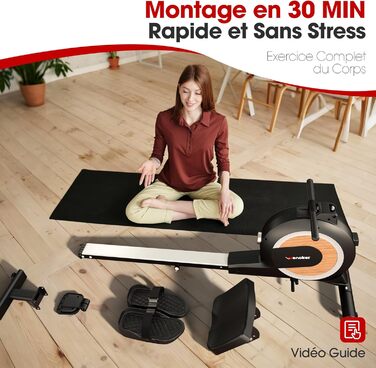 Гребний тренажер Wenoker з магнітним опором, для дому, 32 рівні опору, з додатком, для домашнього спортзалу, кардіотренажер, 160 кг, LCD-монітор (H310C)