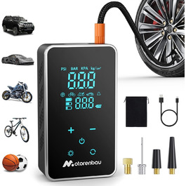 Електричний компресор Motorenbau 150 PSI для авто, мотоциклів, велосипедів, м'ячів, портативний міні насос з акумулятором, USB зарядкою, LED, 4 режими
