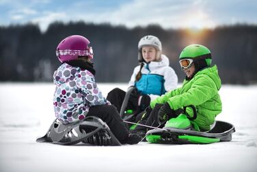 Гізмо Райдерс - двомісний санки для катання на снігу з диференціальним керуванням та низьким гальмом, Stratos Mystic Green