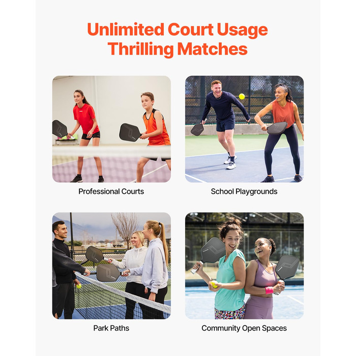 Pickleball-ракетка VEVOR з вуглецевим покриттям T700 та сотовою структурою, професійна ракетка для піклболу для дорослих, чорна