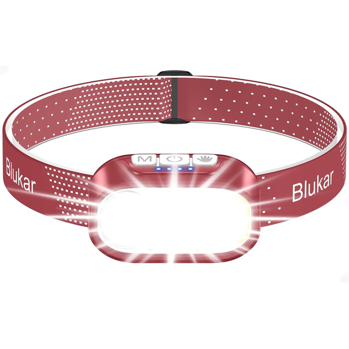 Кепка-ліхтарик Blukar LED з регулюванням температури кольору, перезарядна, 2000L, з червоним світлом та сенсором, 12 режимів, водонепроникна, 30+ годин роботи для надзвичайних ситуацій/кемпінгу/бігу (каштанового кольору)