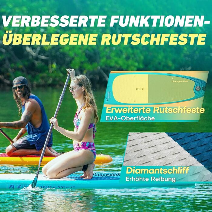 Надувний SUP Борд Championplus - Комплект для Сапбордингу, 320x81x15 см, Синій