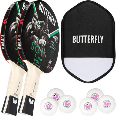 Набір для настільного тенісу Butterfly Timo Boll: 2 ракетки SG11, чохол, 2 м'ячі 3*** ITTF R40+