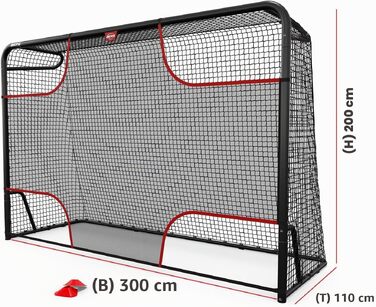 Футбольні ворота BERG SportsGoal для саду та тренувань, металеві стійкі ворота з прецизійною сіткою, всепогодні, для дітей та дорослих (Розмір L: 300x200 см)