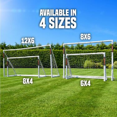 Футбольні ворота для саду Amazon Exklusives Football Flick Tor, всепогодні, посилений uPVC 70 мм, з системою фіксації, білі, 3.6 x 1.8 м
