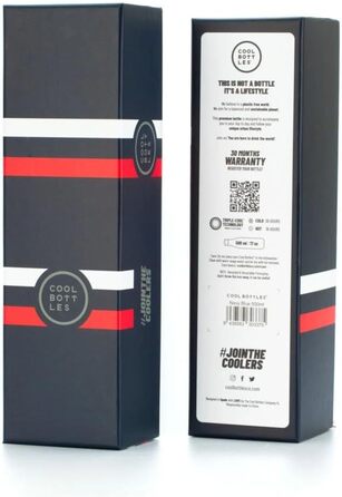 Термос-пляшка Cool Bottles 500 мл, нержавіюча сталь, темно-синя, 3D-друк, зберігає холод 36 годин, тепло 18 годин, BPA Free